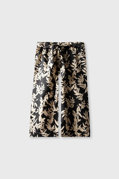 Leafscape Black Cotton Culottes