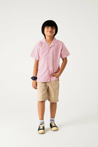 Boys Smart Red Checkered Shirt