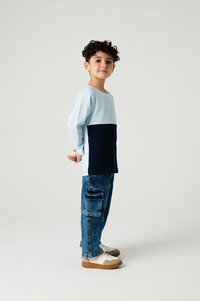 Boys Aqua Block Drop Tee