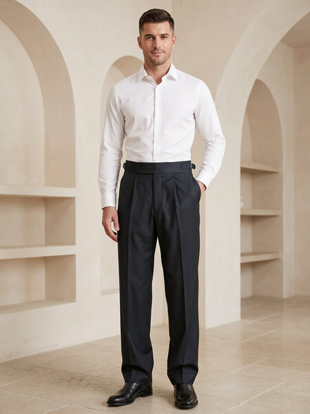 Black Imported Straight Fit Gurkha Pant (FDT-445)