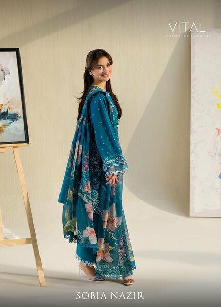 Vital by Sobia Nazir Unstitched Embroidered Lawn 3 Piece Suit SN26UVL 7A - Summer Collection