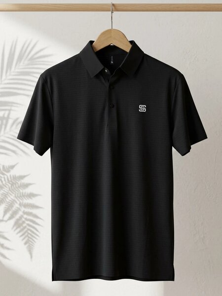 Black Nylon Spandex Polo (POLO-1266)