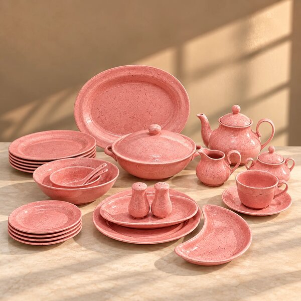 Luxury 72-Piece Pink Mirage Speckled Dinnerware Set