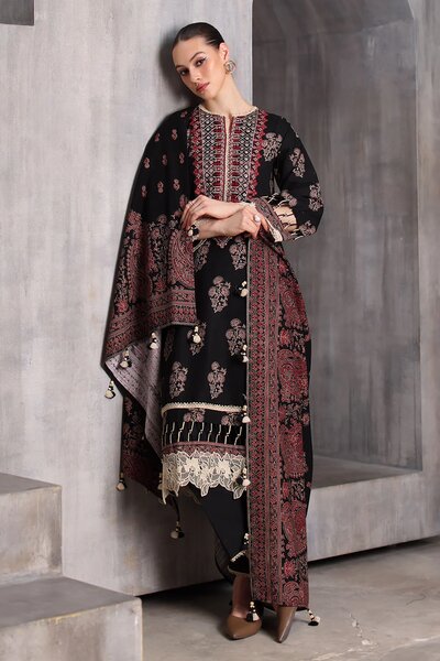 3 Piece Printed Khaddar Suit with Printed Khaddar Dupatta