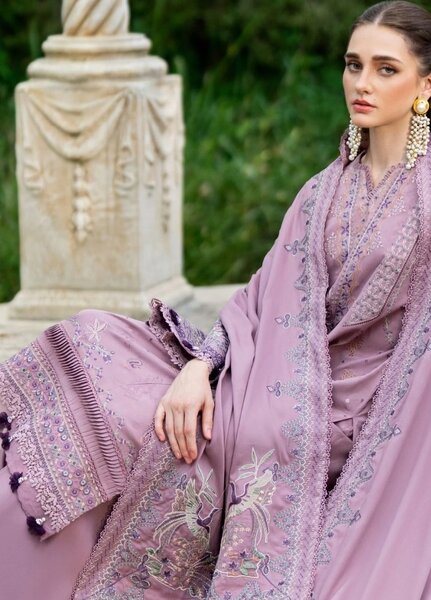 Serenity by Florent Unstitched Embroidered Marina Twill 3 Piece Suit FL26USF Azure - Festive Collection