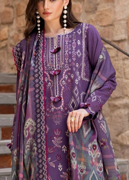 Serenity by Florent Unstitched Embroidered Karandi 3 Piece Suit FL26USF Zinnia - Festive Collection