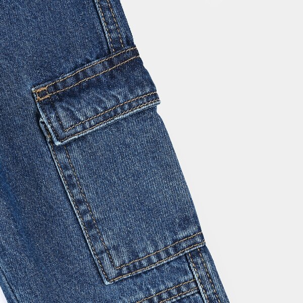 Girls Denim Stretch Pant Cargo Style - Light Blue