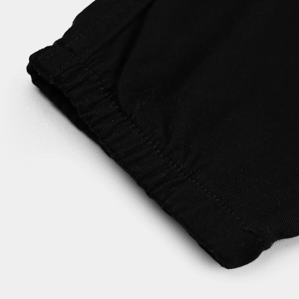 Boys Cotton Twill Pant Roll Up - BLACK