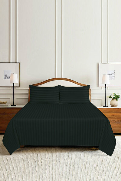 Black Luxury Stripe Bed Sheet Set