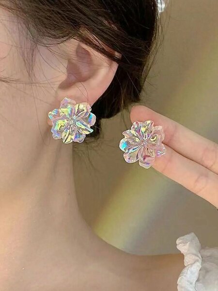 Shein - 5pcs/Set Vintage Hollow Bow Faux Pearl Earrings For Women, Asymmetrical Minimalist Earring Set