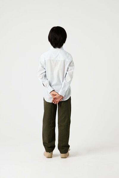 Boys White & Sky Striped Cotton Shirt