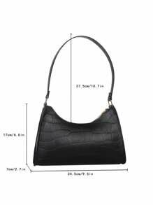 Shein - Pu Women Crocodile Print Handbag Fashion Vintage Zipper Shoulder Bag