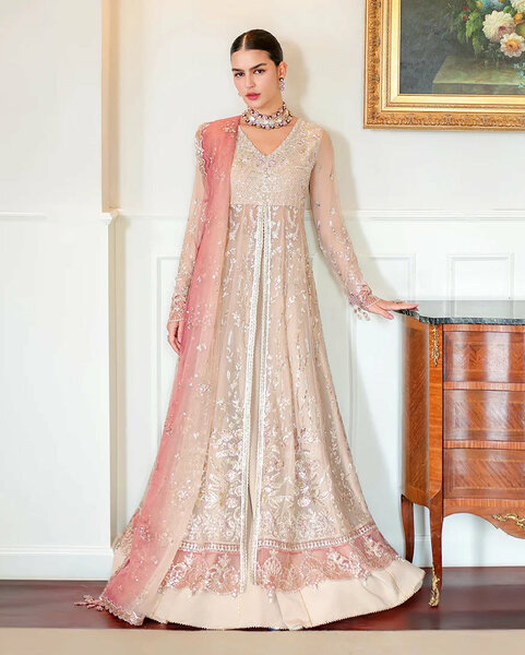 Whispers of Grace by Roheenaz Unstitched Embroidered Chiffon 3 Piece Suit RN26UWG Faye RUNCH260208 - Wedding Collection