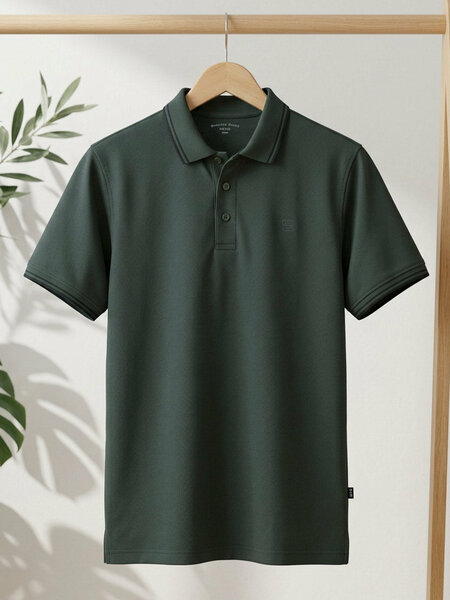 Dark Green Contrast Tipping Polo T-Shirt (POLO-1280)