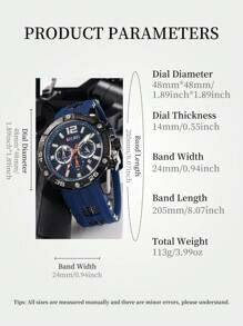 Shein - KEIWEI Sports Casual Quartz Chronograph Silicone Strap Waterproof