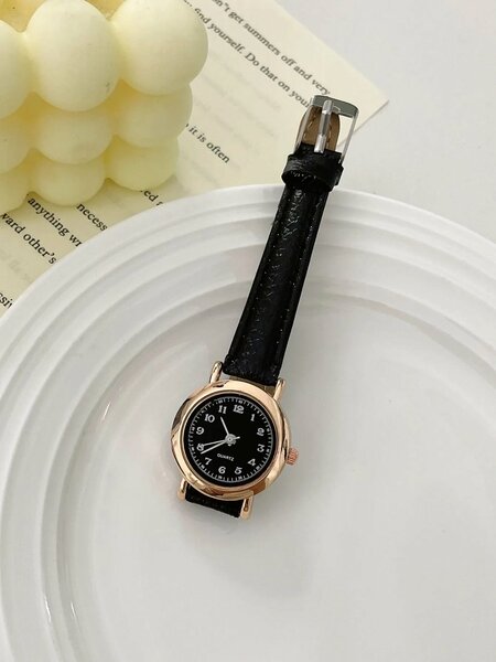 Shein - 1pc Ladies Watch Minimalist Quartz Watch - Black