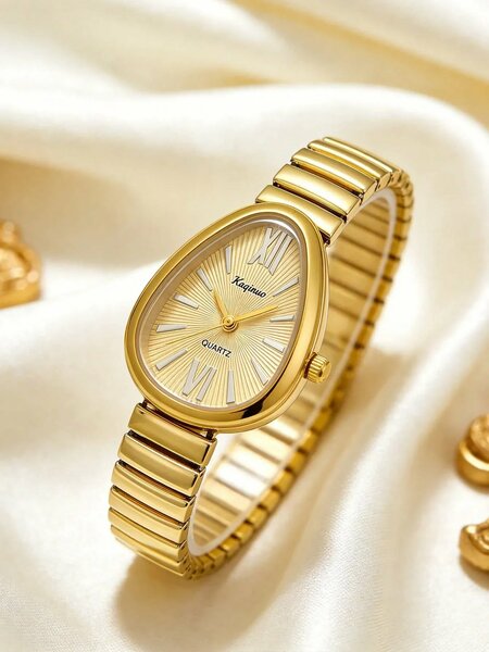 Shein - 1pc Unique Elegant Prominent Snake Head Dial Women's Watch -  Gold | Gold Dial
