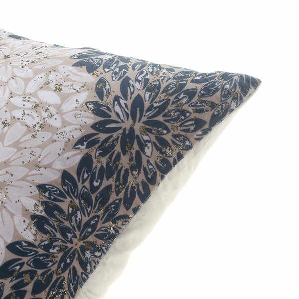 Beige & Gold Floral Textured Screen Print (Mother of Pearl) Cushion Cover 18x18" – Elegant Decorative Throw Pillow