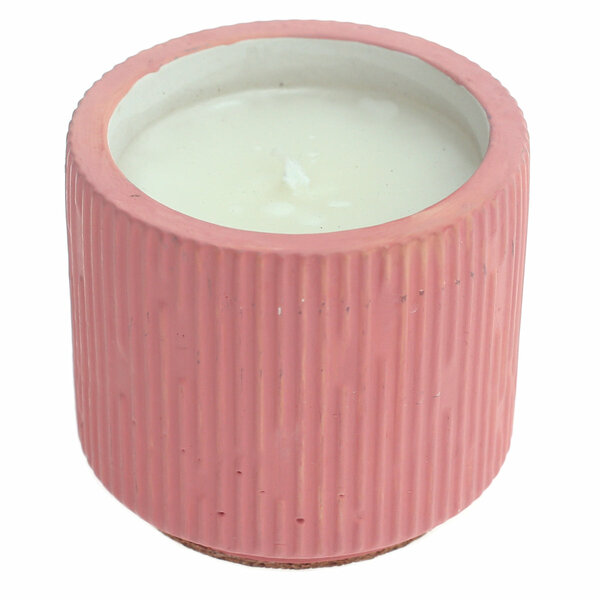Engraved Texture Ceramic Candle – Pink Scented Jar Candle for Home Ambience & Gifting
