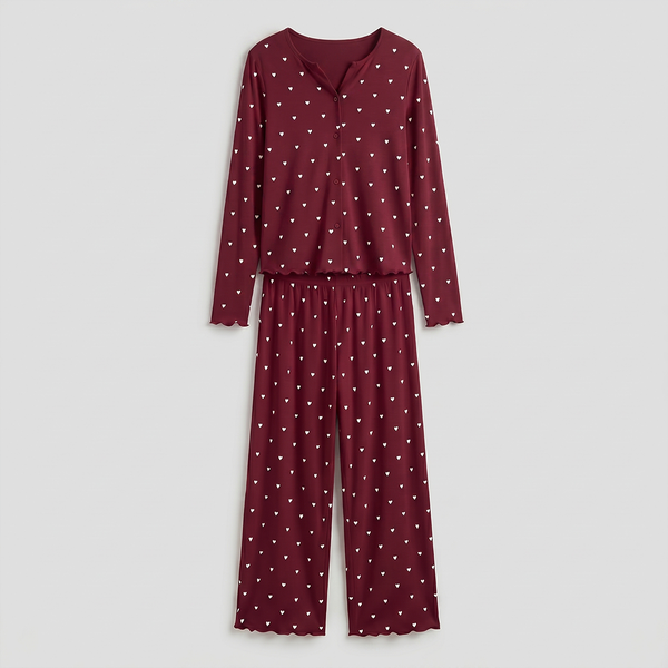 Vybe - Ivory Dream Set (Heart Printed) - Maroon