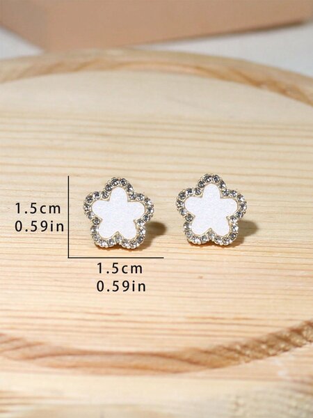 Shein - Rhinestone Flower Stud Earrings