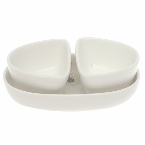 Symphony Moroccan Sauce Set 3 Pieces – Elegant White Serving Bowls with Tray