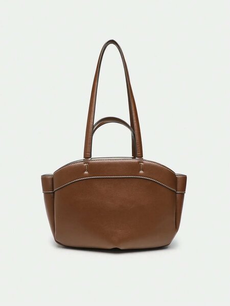Shein - Autumn New PU Leather Tote Bag, Fashionable Large Capacity