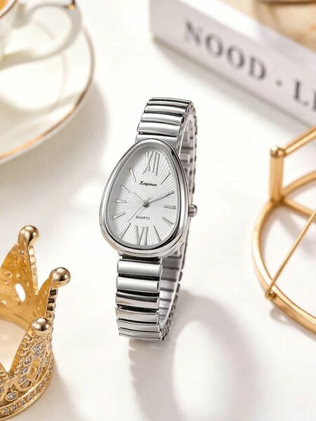 Shein - 1pc Unique Elegant Prominent Snake Head Dial Women's Watch - Silver