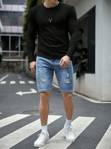 VYBE - Full Sleeves Waffle Knit Tee - Black