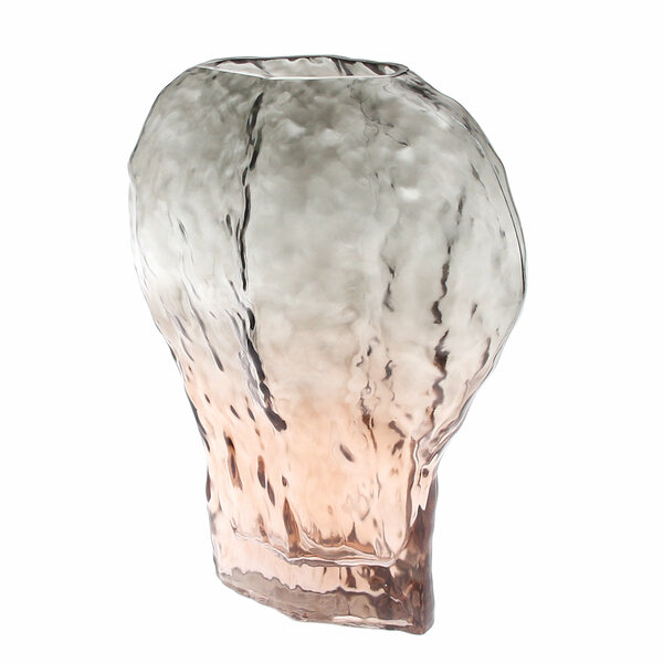 Color Glass Vase Grey & Peach | Luxury Home Décor Pakistan | Textured Decorative Vase