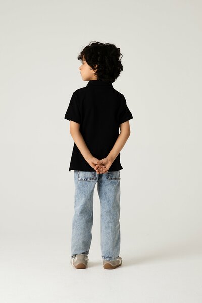 Boys Classic Black Pique Polo