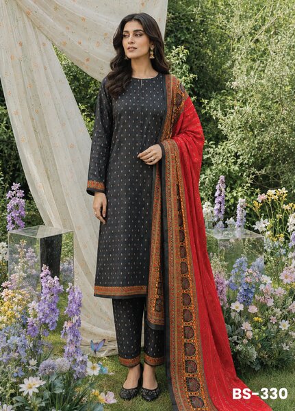 Bin Saeed Unstitched Printed Cotton Lawn 3 Piece Suit BS-330 - Casual Collection