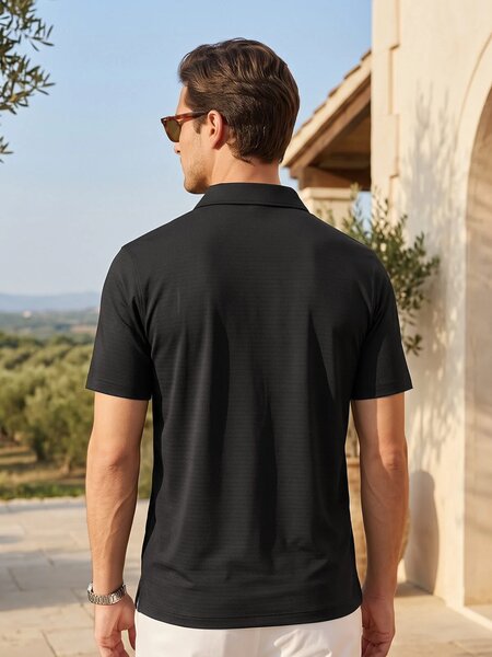 Black Nylon Spandex Polo (POLO-1266)