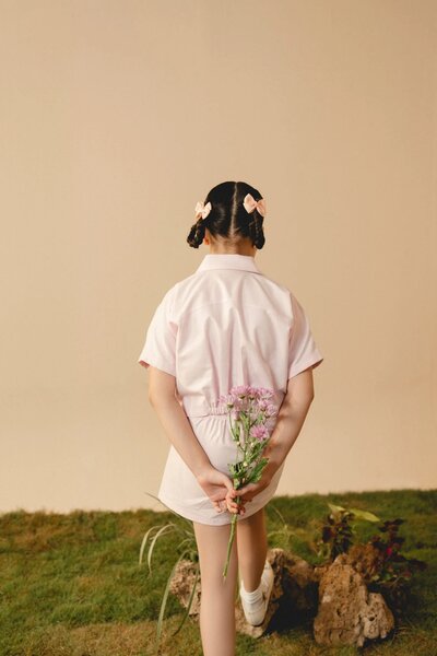 Zinnia | Textured cotton co-ord set with tailored shirt and A-line skirt