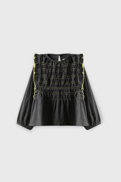 Midnight Black Smocked Dobby Top