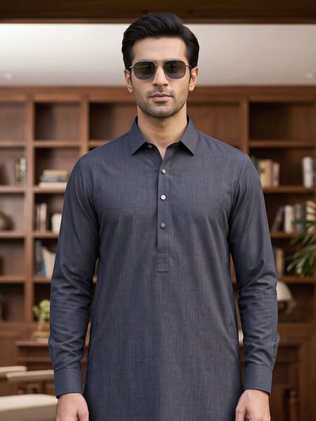 Grey Designer Shalwar Kameez (SK-714)