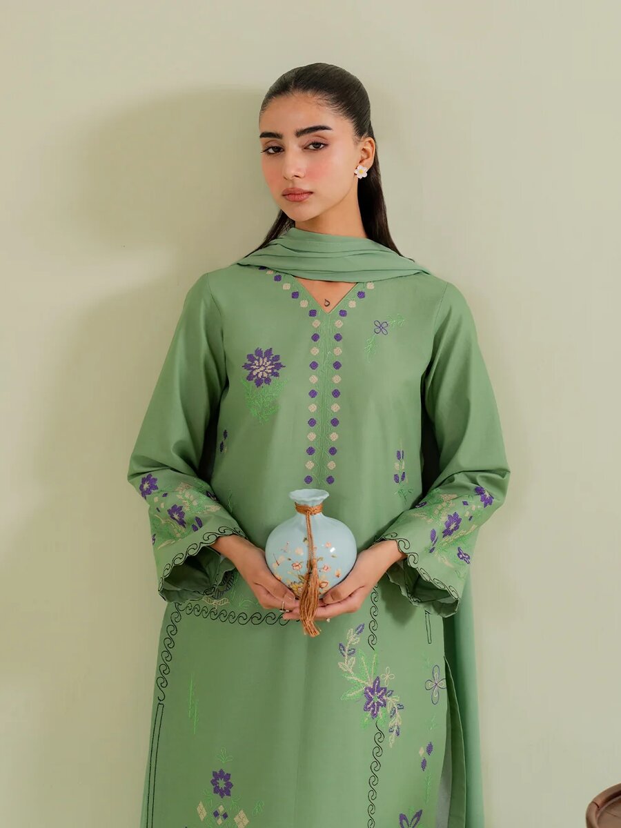 Pistachio-3Pc Embroidered Set