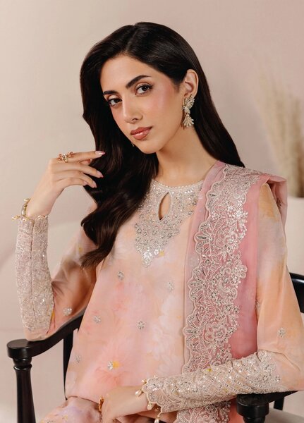 Roselle by Zarif Unstitched Embroidered Chiffon 3 Piece Suit ZR26UR ZRRPE-FLORE 02 - Festive Collection