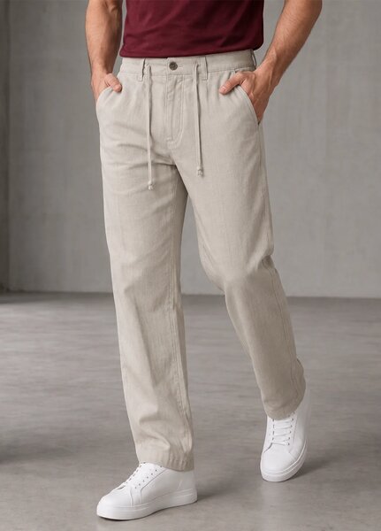 J F Denim Mens RTW Solids Linen Pants Suit Grey - Casual Collection