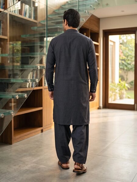 Dark Grey Designer Kurta Shalwar (SK-733)
