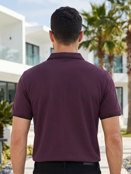Maroon Contrast Tipping Polo T-Shirt (POLO-1281)