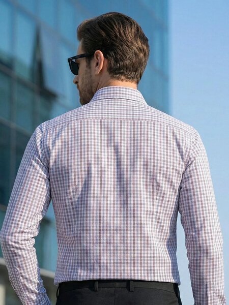 White & Blue Checkered, Elite Edition, Cutaway Collar Men’s Formal Shirt (FS-2715)