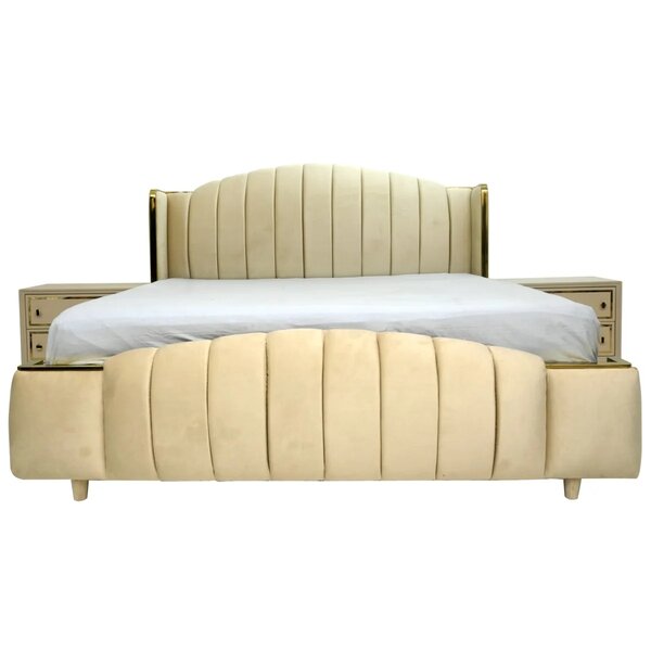 Opulent King Size Bed with 2 Side Tables