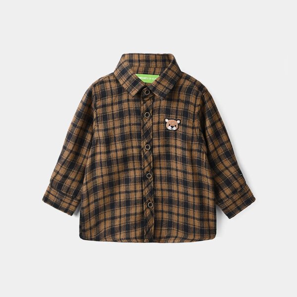 Infant Boys Flannel Shirt (Bear) - Brown