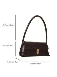 Shein - Crocodile Pattern Pressed Ladies' Pu Bag, Vintage Style Shoulder Crossbody Bag