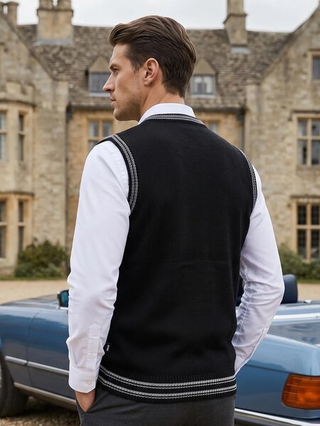 Black Sleeveless Men's Sweater (SW-020)