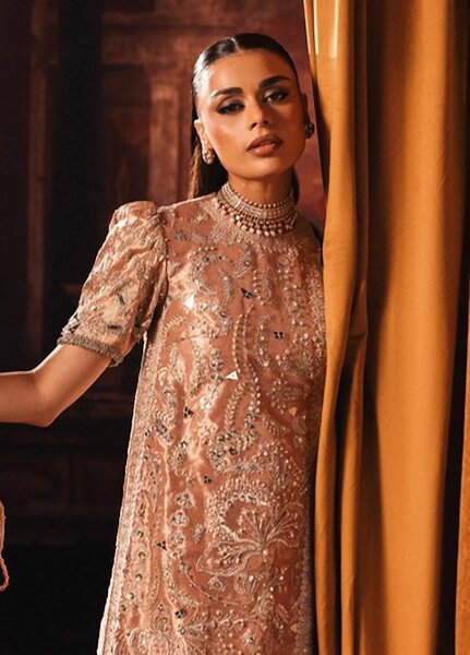Lamore by Sardinia Unstitched Hand work Zari Tissue 3 Piece Suit SR26ULW Rose Regin 1902 - Wedding Collection