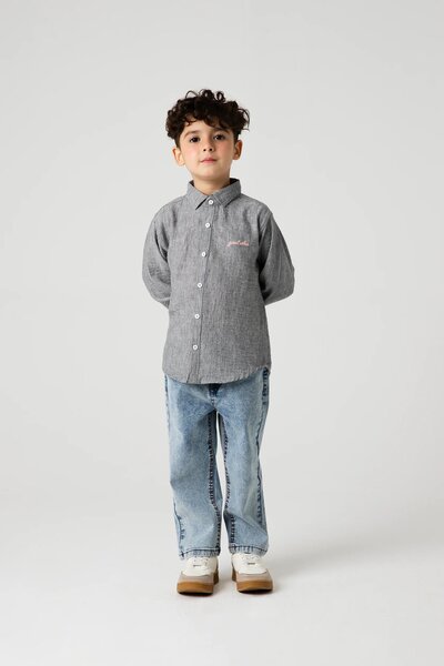 Grey Chambray Casual Shirt