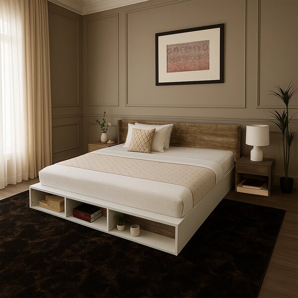 Mike King Size Floor Bed with 2 Side Tables