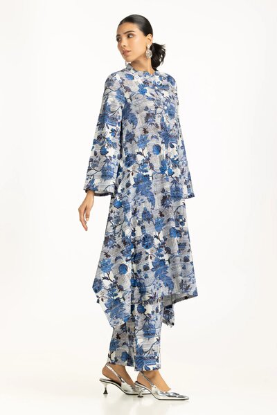 Cross Slub Printed Co-Ord Set